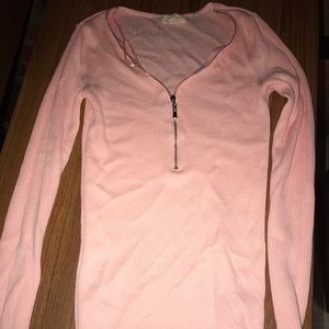 Pink long sleeve zip shirt